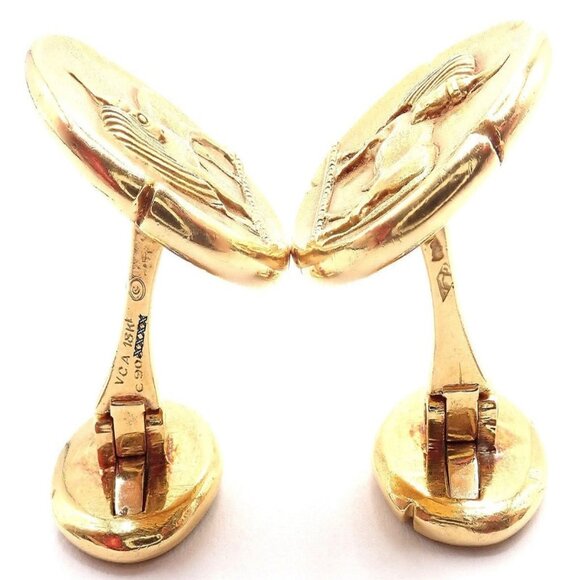 Vintage! Van Cleef & Arpels G. L'Enfant 18k Yellow Gold Zodiac Taurus Cufflinks - Picture 3 of 16
